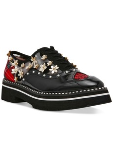 Betsey Johnson Women's Skyyla Lace-Up Embellished Oxford Loafers - Black Multi