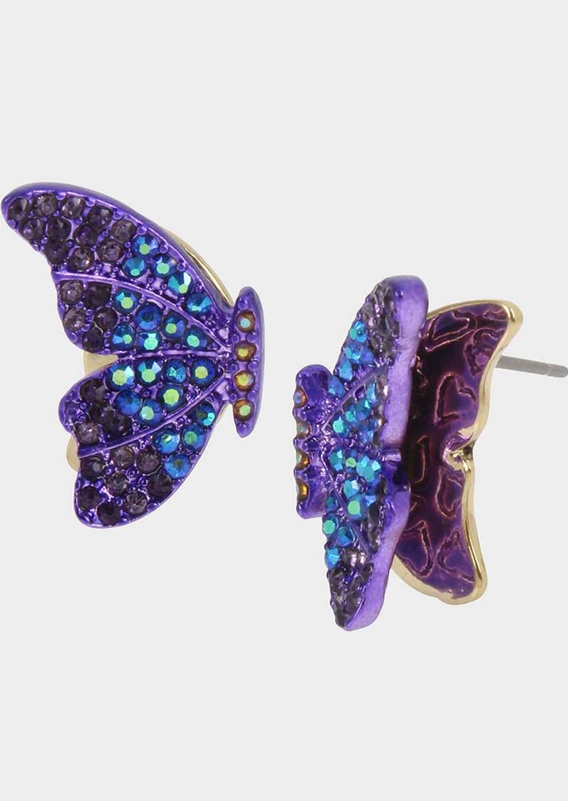 Betsey Johnson Betseys 3d Butterfly Studs Purple