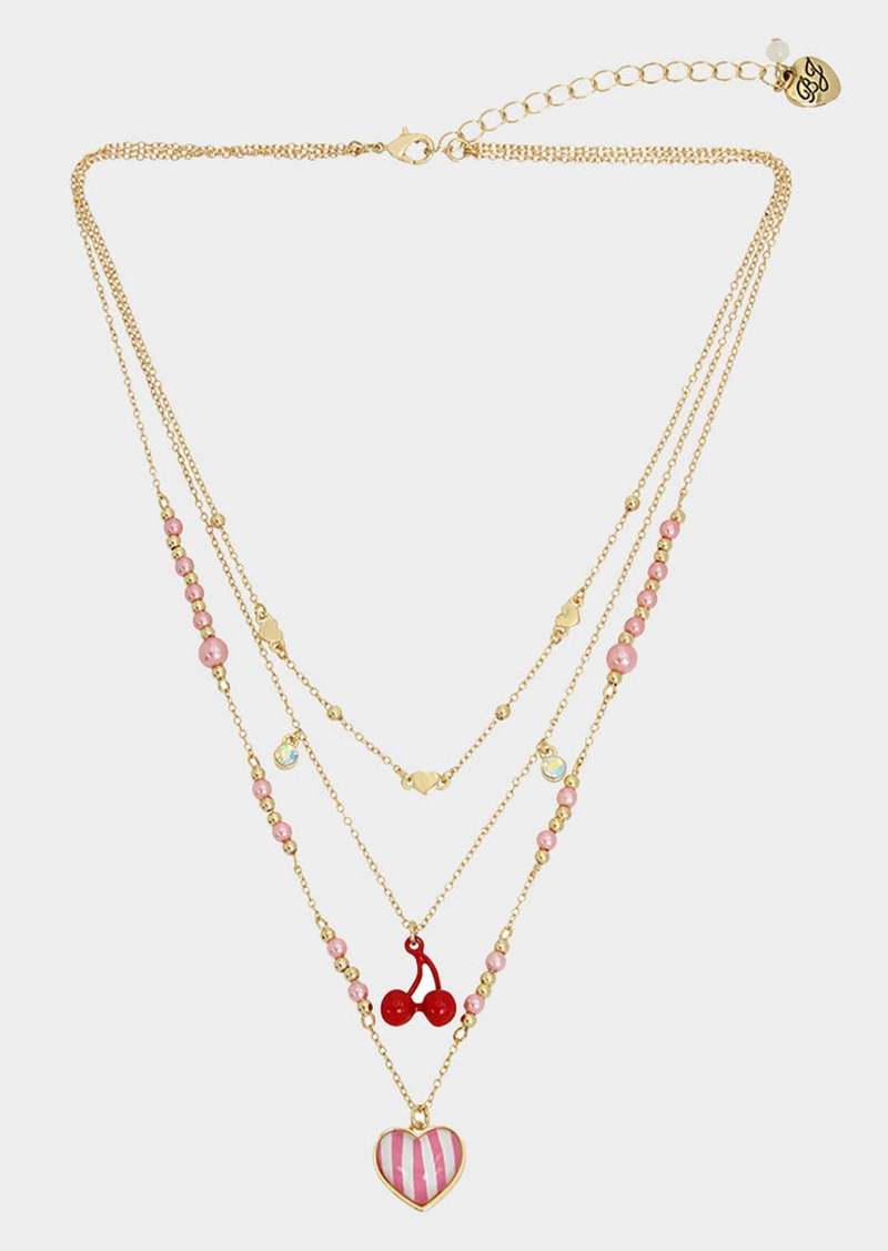 Betsey Johnson Betseys Pool Party Cherry Illusion Necklace Pink