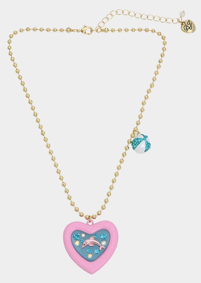 Betsey Johnson Betseys Pool Party Dolphin Floaty Necklace Pink