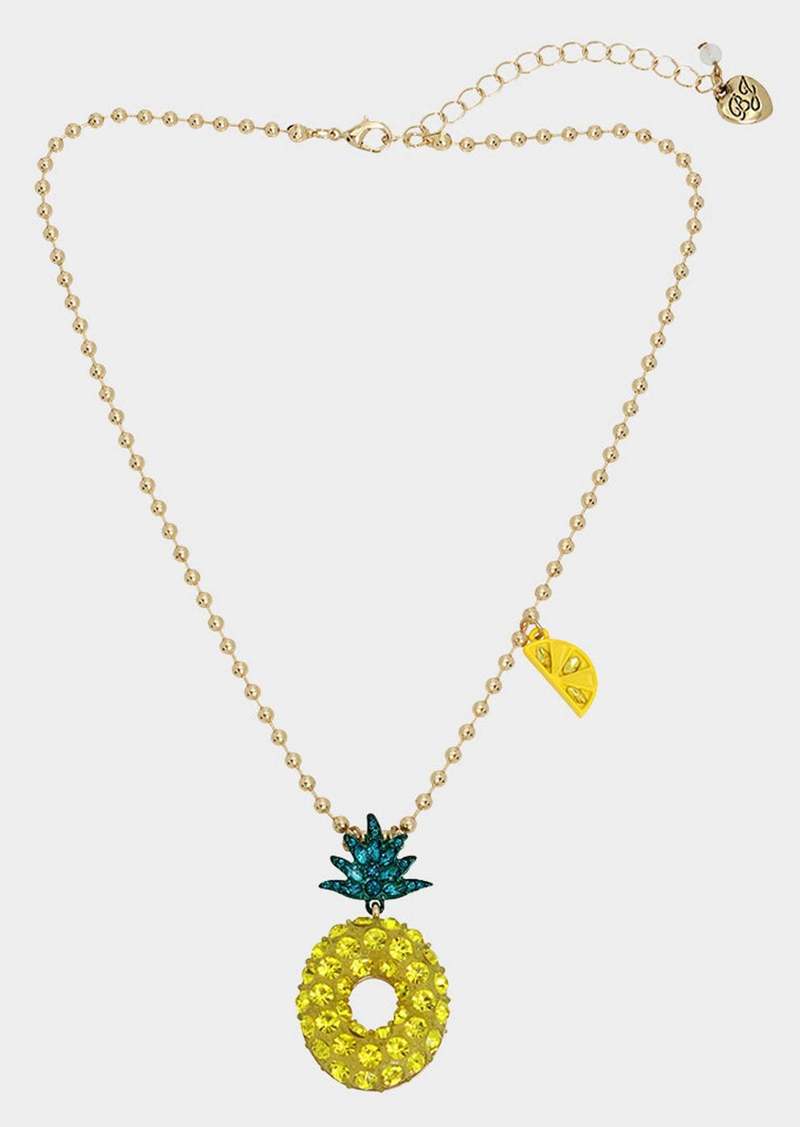 Betsey Johnson Betseys Pool Party Pineapple Necklace Yellow