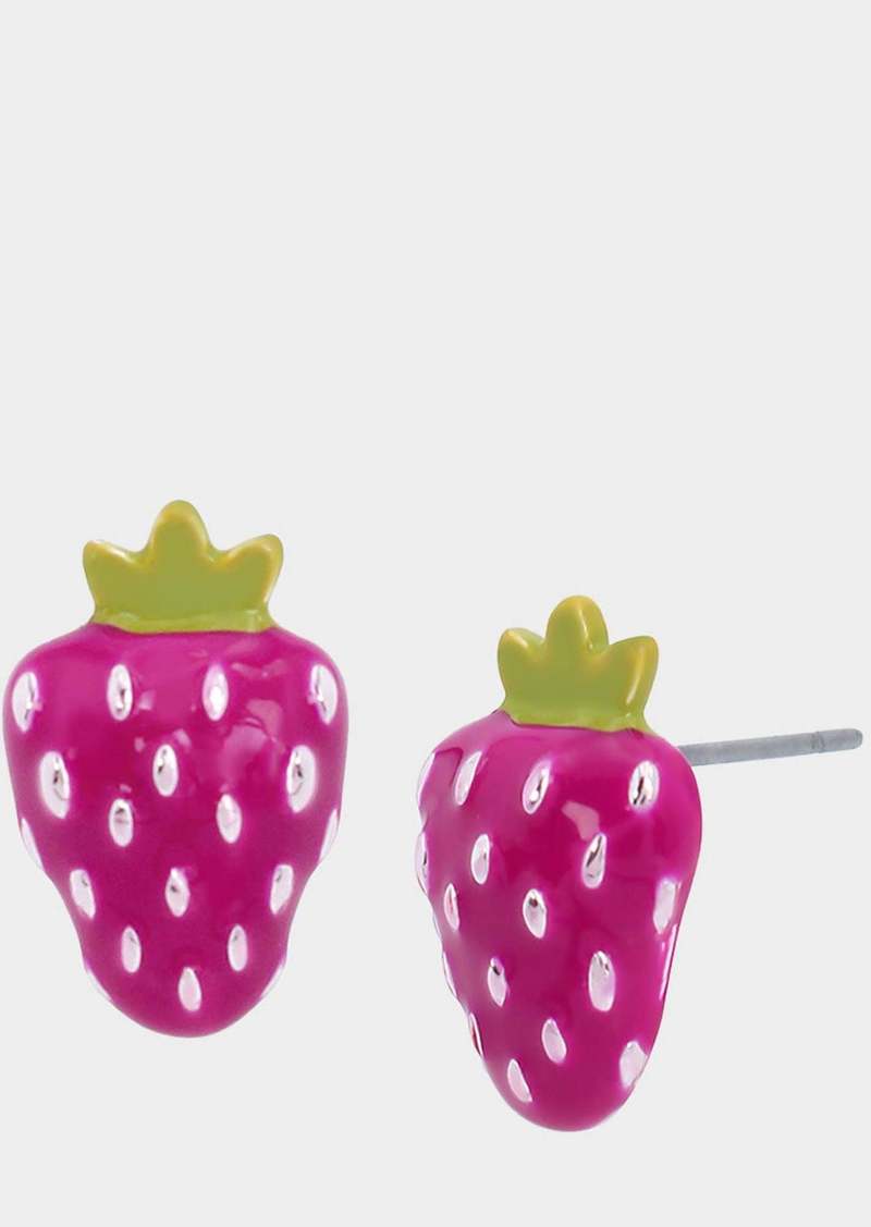 Betsey Johnson Betseys Pool Party Strawberry Studs Fuchsia