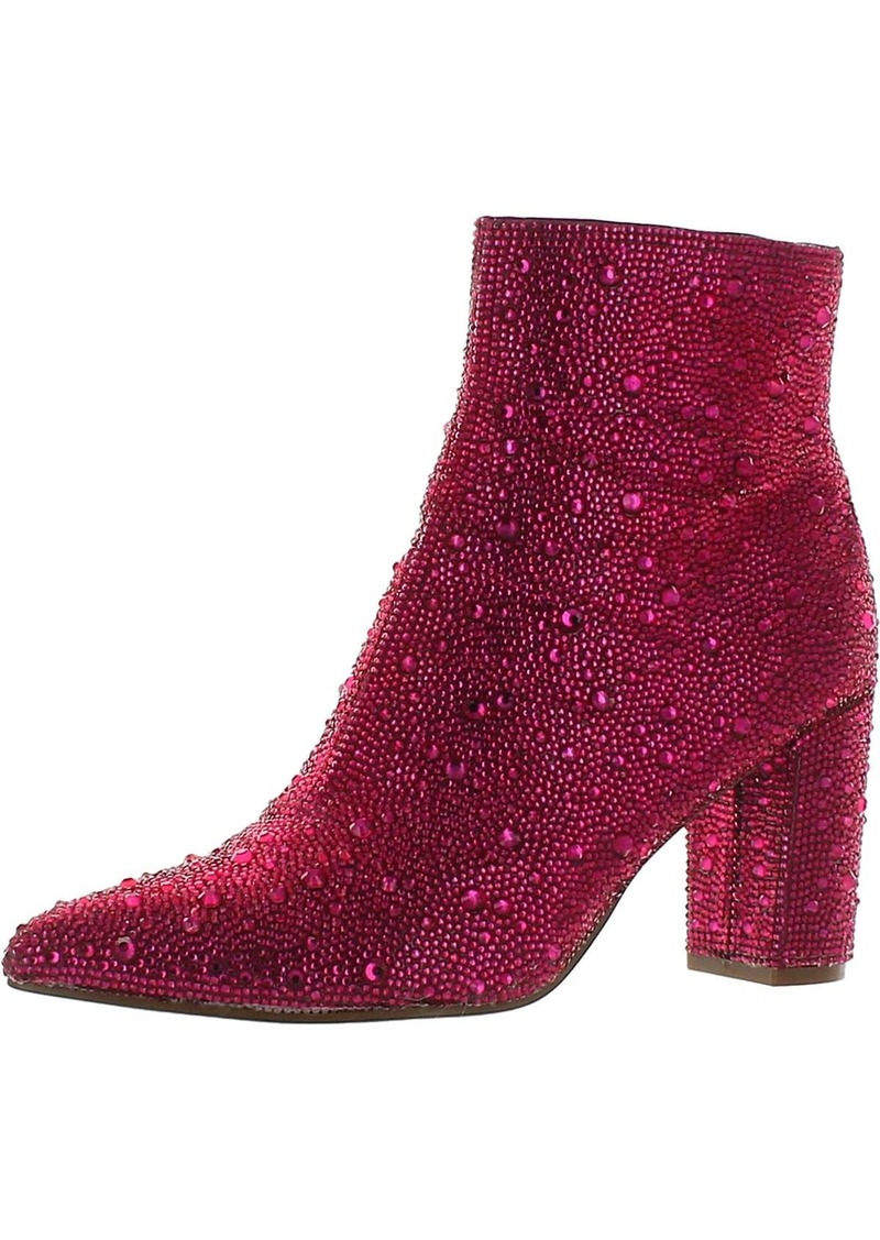 Betsey Johnson Cady Womens Embellished Block Heel Ankle Boots