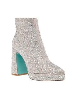 Betsey Johnson Della Ankle Boot In Rhinestone