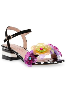 Betsey Johnson Dottee Womens Faux Suede Floral Slingback Sandals