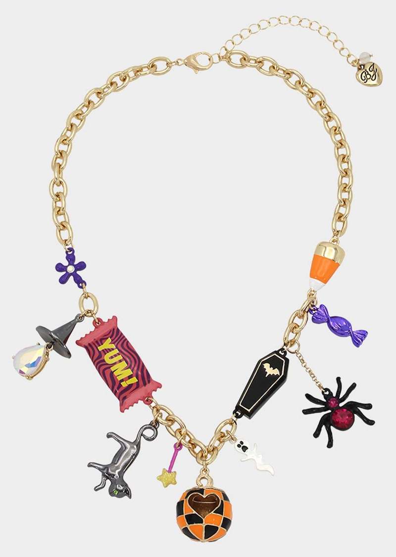 Betsey Johnson Ghoul Friends Halloween Charm Necklace Multi