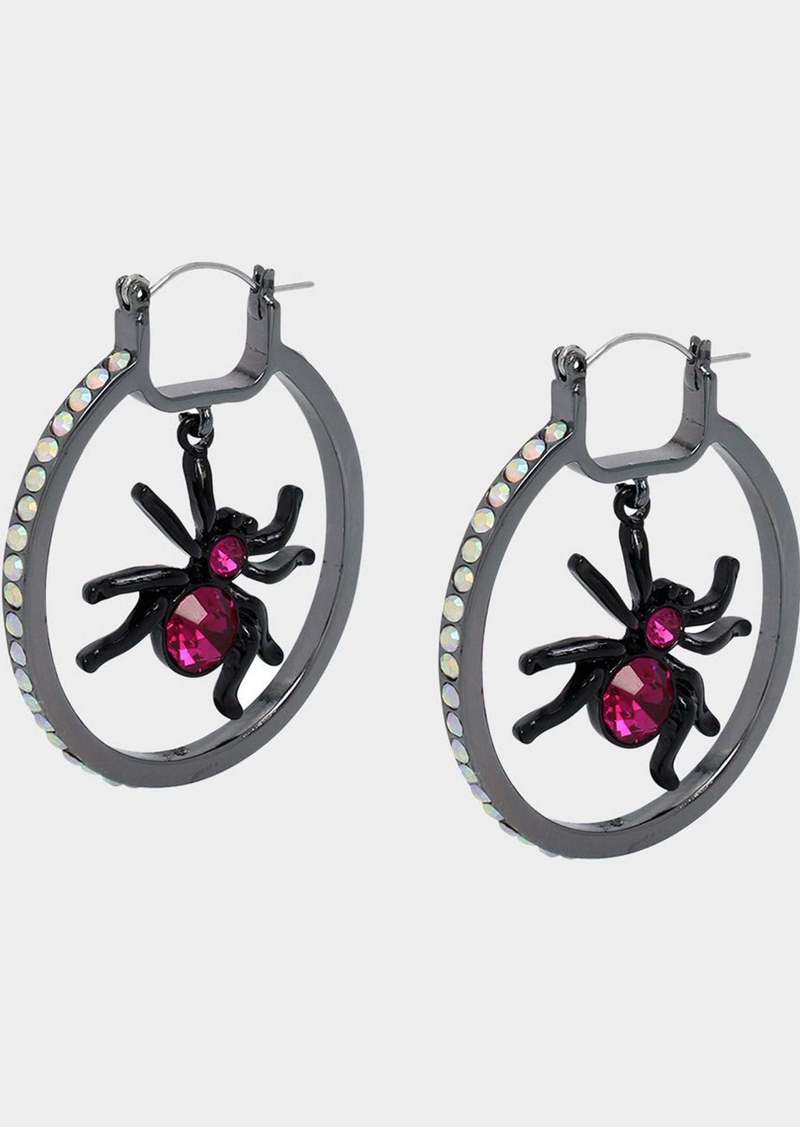 Betsey Johnson Ghoul Friends Spider Hoop Earrings Pink