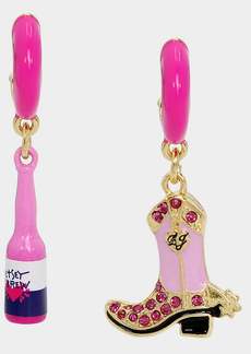 Betsey Johnson Hola To Love Mismatch Boot Earrings Pink