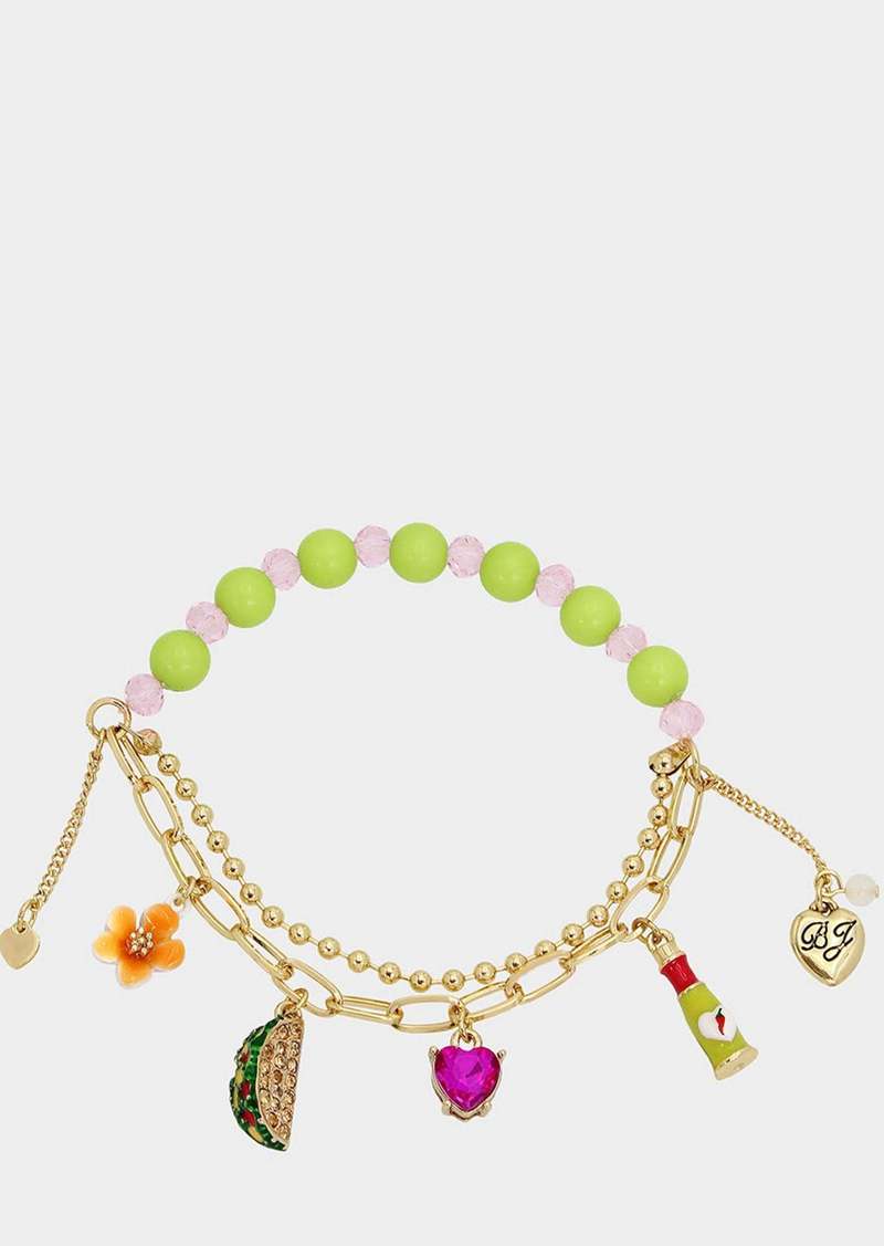 Betsey Johnson Hola To Love Taco Charm Stretch Bracelet Multi