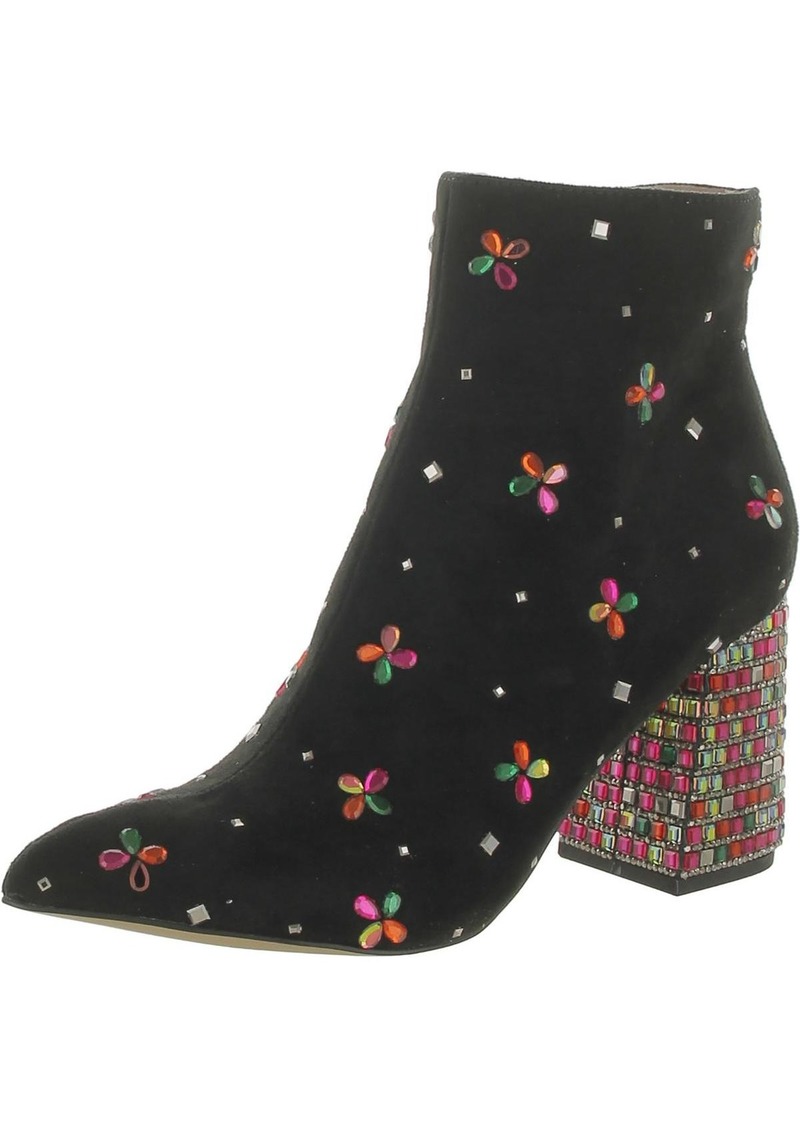 Betsey Johnson Joise Womens Faux Suede Embellished Ankle Boots