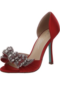 Betsey Johnson Landn Womens Bow Peep-Toe D'Orsay Heels