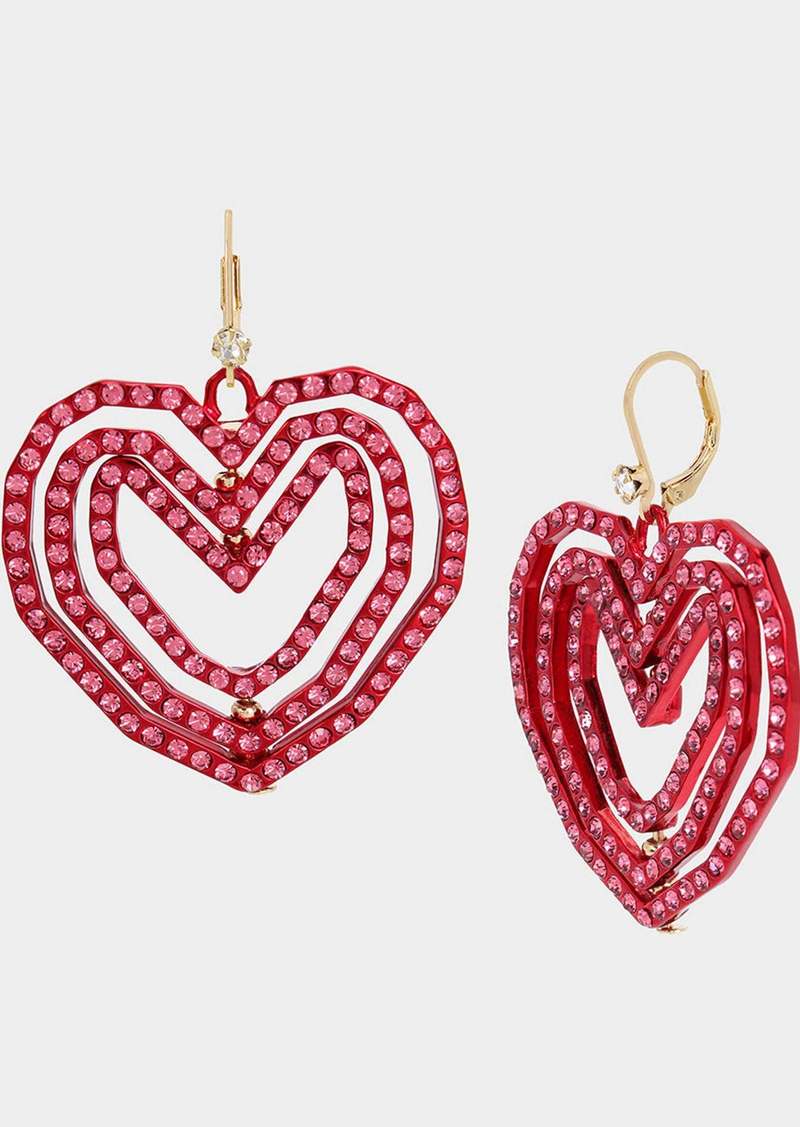 Betsey Johnson Look Into Your Heart Hook Earrings Red