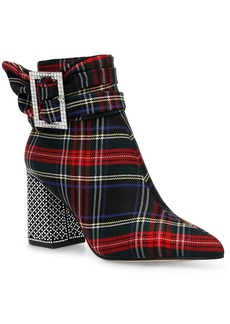 Betsey Johnson Millburn Womens Twill Fabric Rhinestone Heel Ankle Boots