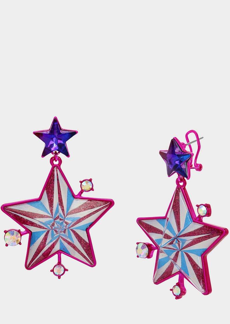 Betsey Johnson Miss Usa Star Drop Earrings Multi