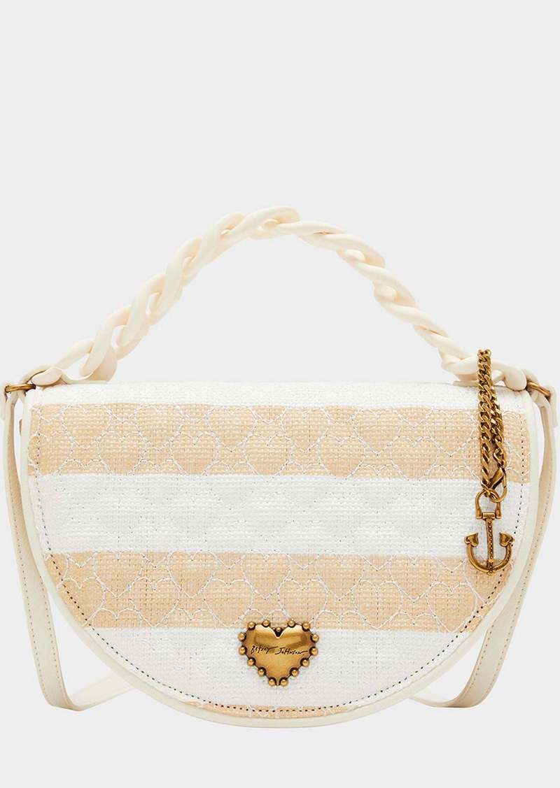 Betsey Johnson Nauti-gal Half Moon Raffia Flap Natural