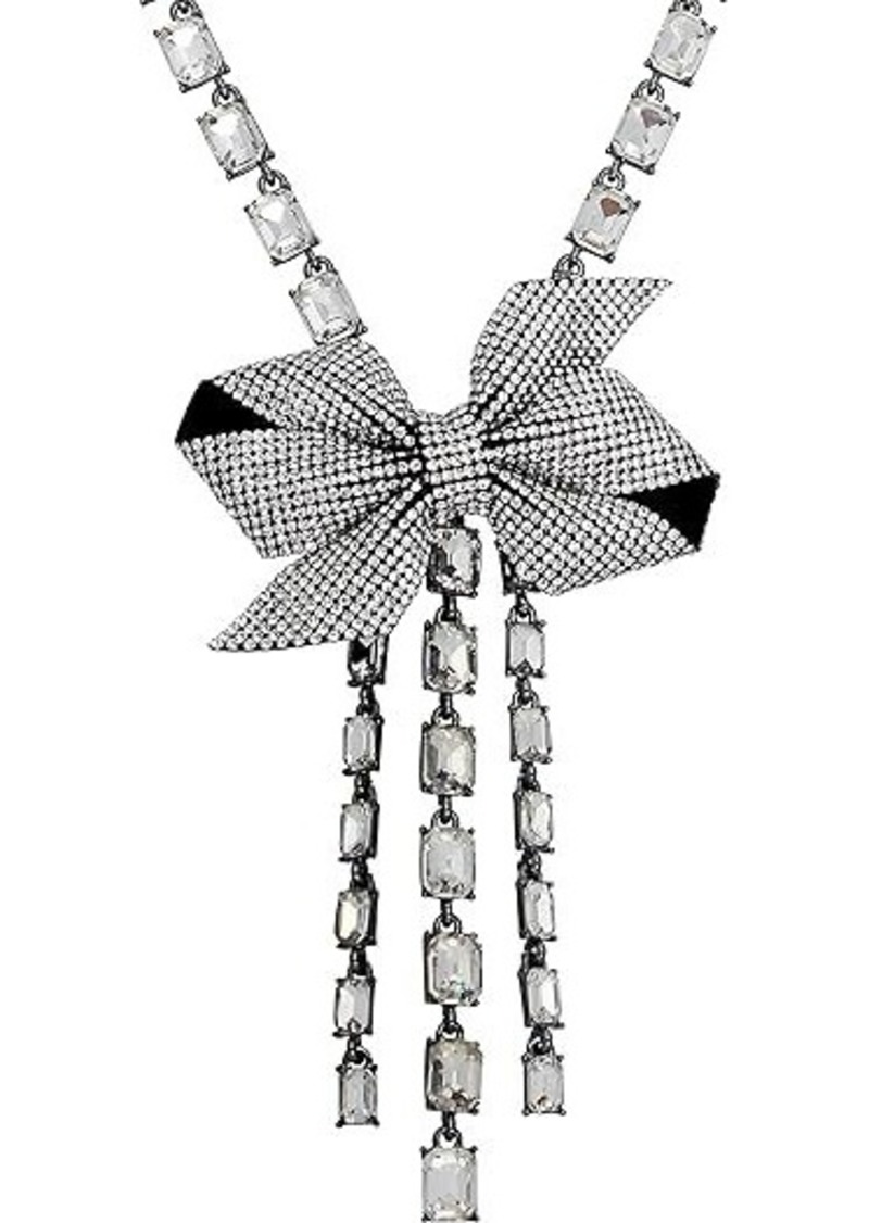 Betsey Johnson Pavé Bow Y Necklace