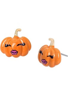 Betsey Johnson Pumpkin Face Stud Earrings