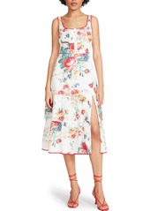 Betsey Johnson Riviera Womens Floral Front Slit Midi Dress