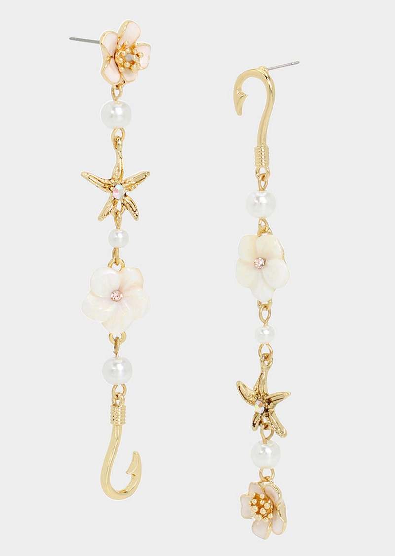 Betsey Johnson Shell Yeah Linear Earrings White