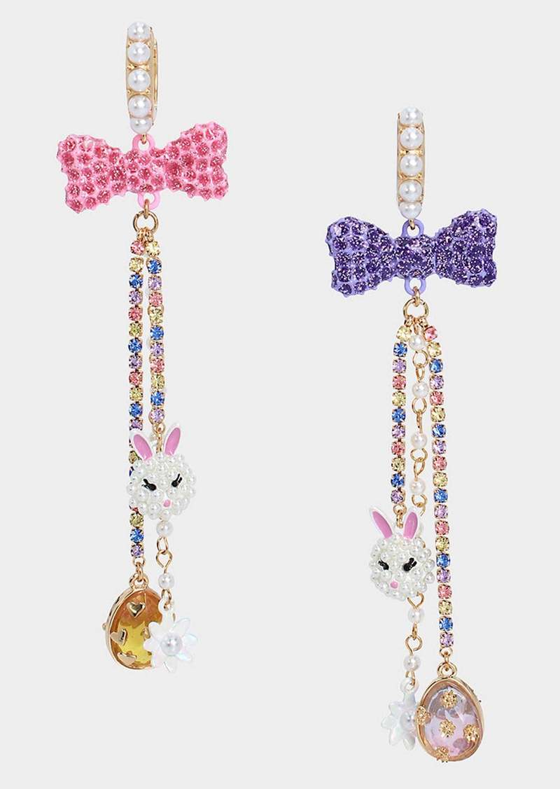 Betsey Johnson Somebunnys Baby Bow Egg Earrings Multi