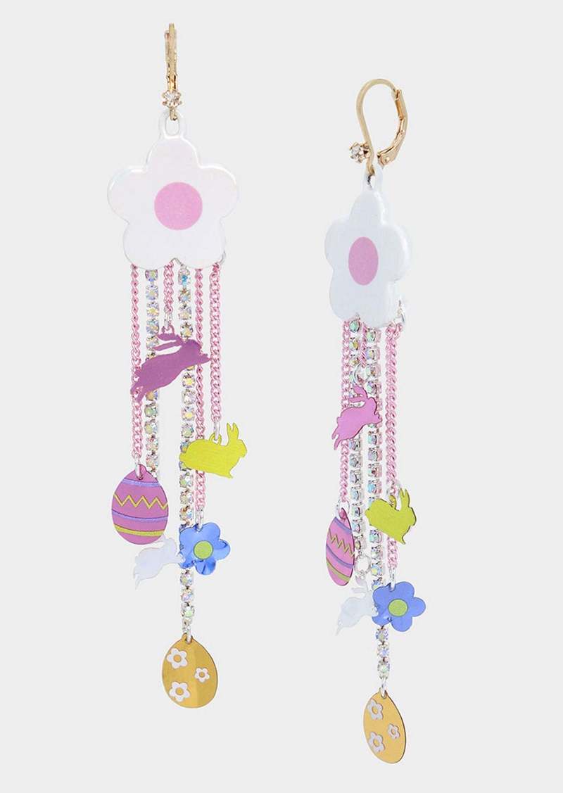 Betsey Johnson Somebunnys Baby Flower Chandelier Earrings Multi