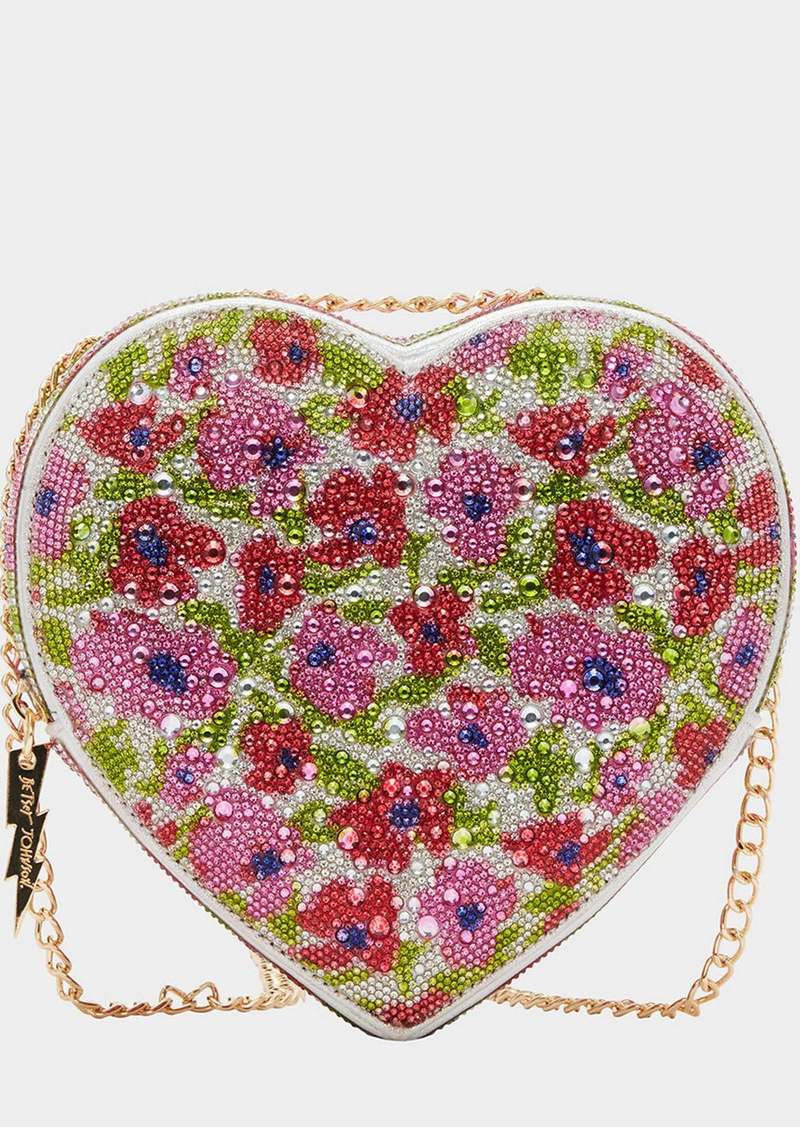 Betsey Johnson Stone Heart Convertible Bag Cream