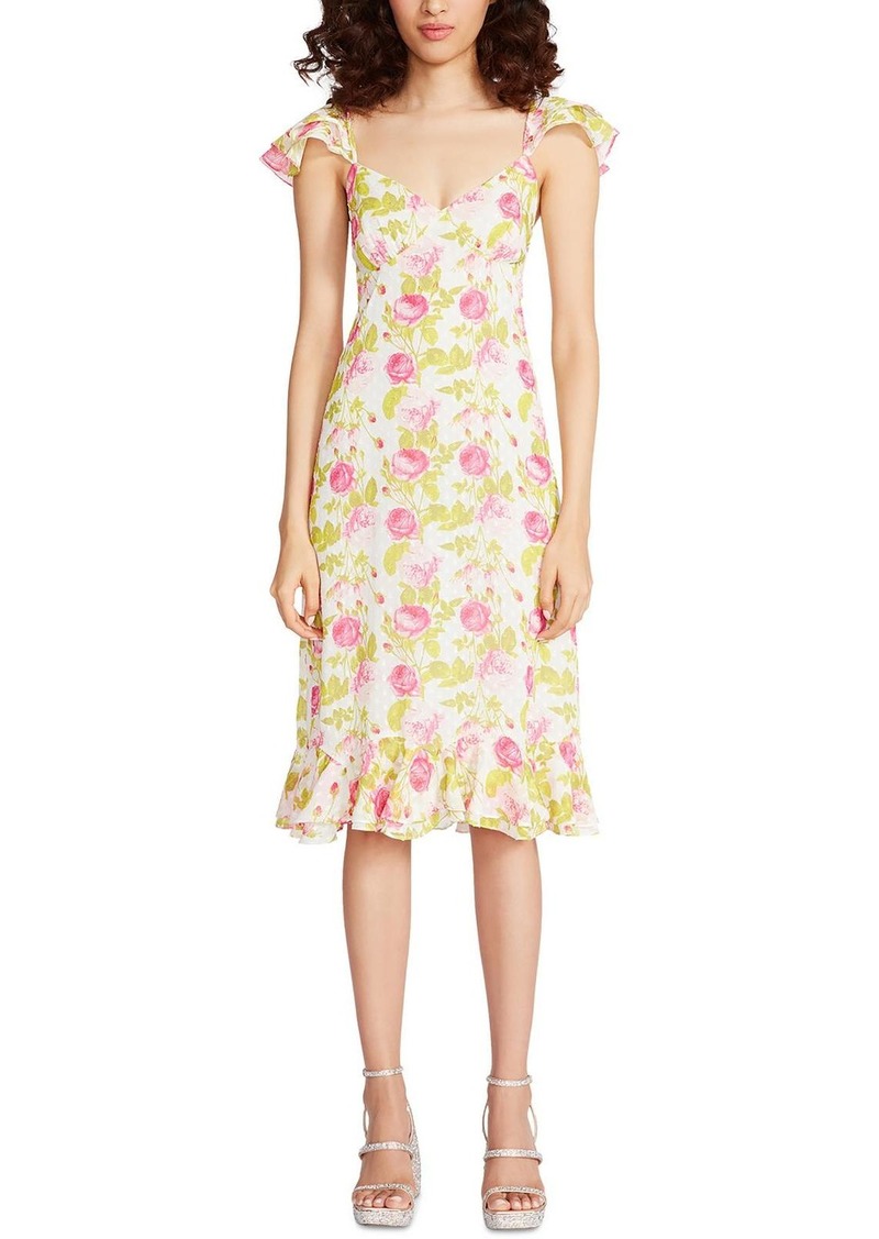 Betsey Johnson Womens Midi Smocked Midi Dress