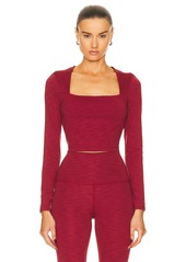 Beyond Yoga Heather Rib Frame Cropped Pullover Top