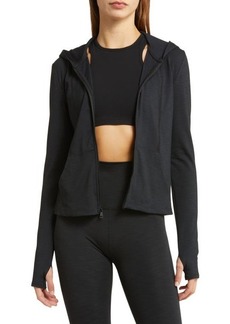 Beyond Yoga Heather Rib Zip-Up Hooded Jacket