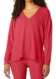 Beyond Yoga Long Weekend Lounge Pullover In Coral
