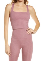 Beyond Yoga Heather Ribbed Crop Tank in Wistful Rouge Heather Rib at Nordstrom