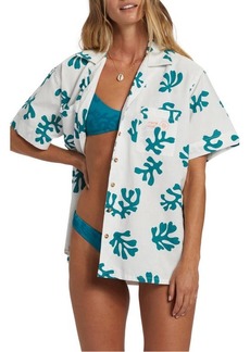 Billabong Campy Coral Cotton & Linen Cover-Up Shirt