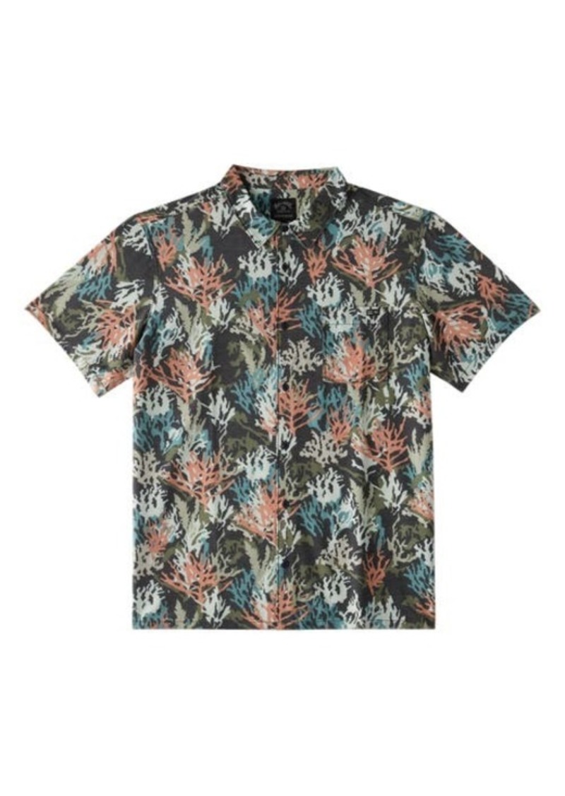Billabong Coral Print Short Sleeve Button-Up Shirt