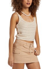 Billabong Juniors' Hot Shot Cotton Crochet Sleeveless Tank Top - Toasted Coconut