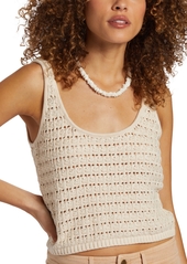 Billabong Juniors' Hot Shot Cotton Crochet Sleeveless Tank Top - Toasted Coconut