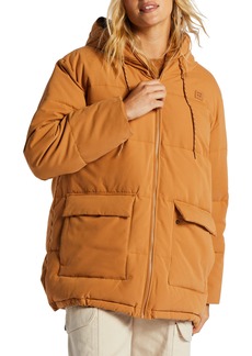 Billabong Love on You Hooded Water Resistant Puffer Coat in Caramel at Nordstrom Rack