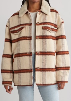 Billabong Lucky Charm Faux Shearling Plaid Jacket in Antique White at Nordstrom Rack