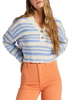 Billabong Make Way Stripe Cotton Crop Sweater in Outta The Blue at Nordstrom Rack