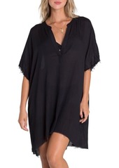 Billabong Seek and Find Cover-Up Tunic in Black Pebble at Nordstrom