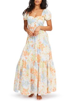 Billabong Sunrise Floral Tiered Maxi Dress in White/Multi at Nordstrom