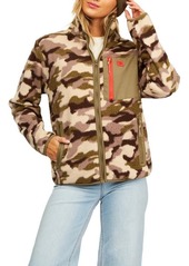 Billabong Switchback Animal Print Zip-Up Fleece Jacket in Sag-Sage at Nordstrom