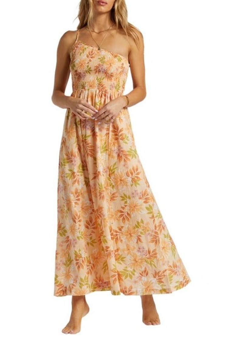 Billabong Warmer Days Floral One-Shoulder Smocked Maxi Dress