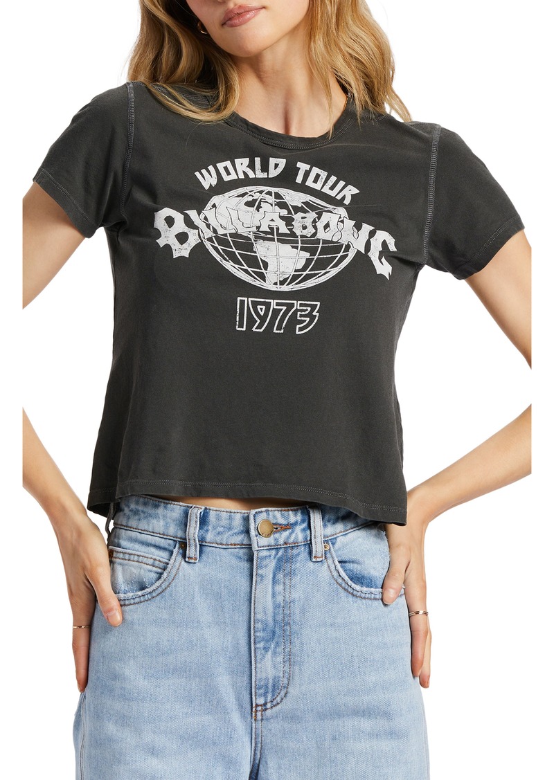 Billabong World Tour Crop Cotton Graphic T-Shirt in Ofb-Off Black at Nordstrom Rack