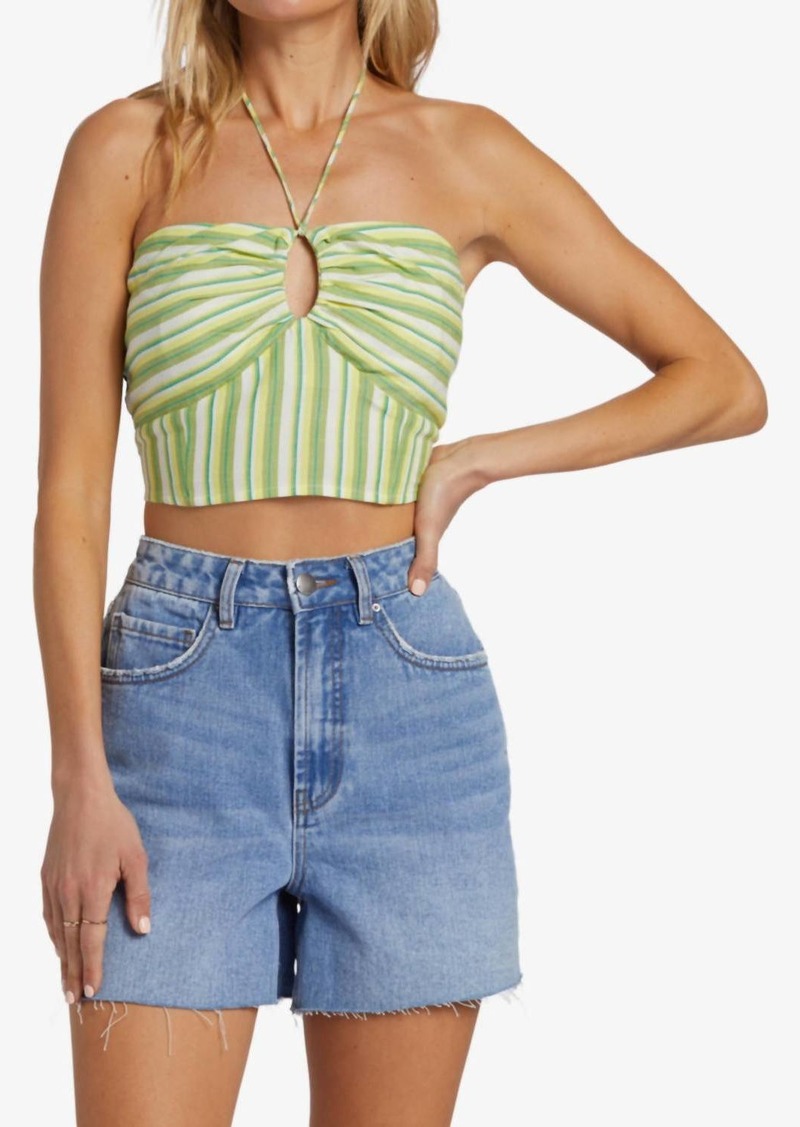 Billabong Bright Side Halter Top In Palm Green