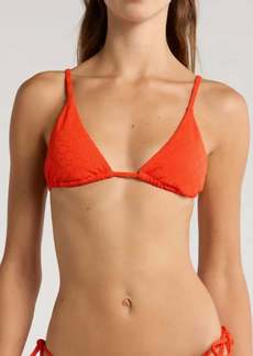 Billabong Good Vibes Slide Tall Triangle Bikini Top In Sunset Red