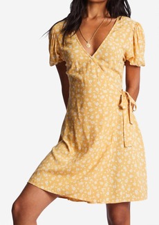 Billabong Hot Tropics Mini Wrap Dress In Goldie