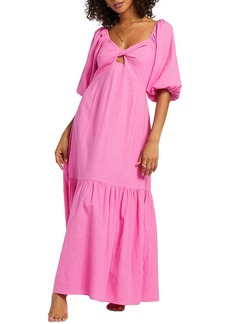 Billabong Juniors Womens Tea-Length Peplum Maxi Dress
