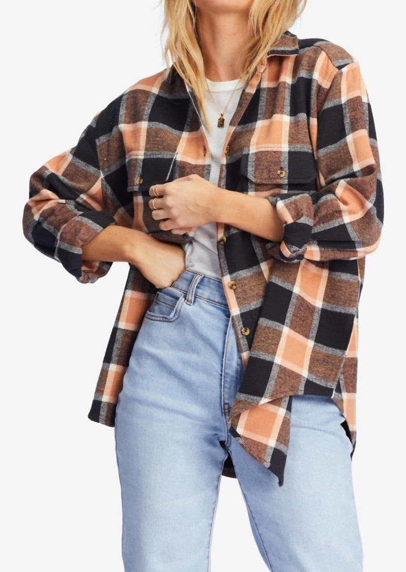 Billabong So Stoked Button-Down Flannel Shirt In Tan