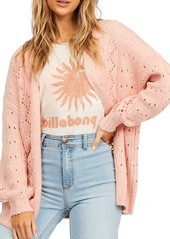 Billabong Blissed Out Pointelle Cardigan in Tickled Pink at Nordstrom