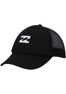 Big Boys Billabong Black White Logo Podium Trucker Snapback Hat - Black